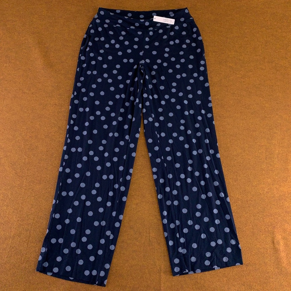Soma Womens X-Small Movement Dot Navy Elastic Waist Cool Nights Pajama Pants NWT